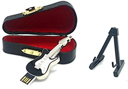 Desuerte Metallgitarren-USB-Stick 16GB mit Lederbox und Plastikständer Musikliebhaber, Hochzeiten, Jubiläen und besondere Anlässe