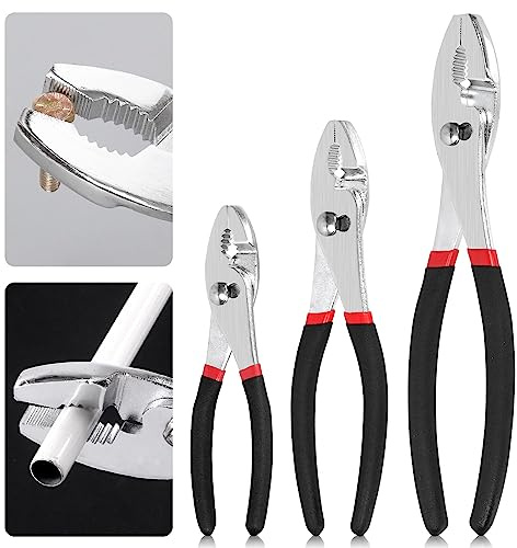 Glarks 6 Inch 8 Inch 10 Inch Slip Joint Pliers, Chrome Vanadium Steel Body with Non-Slip Handle and Rivet Joint Assembly