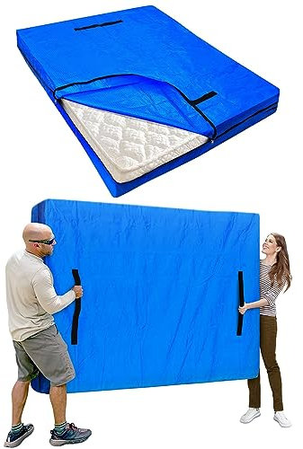 Mattress Cover for Moving and Storage Double Size Mattress Bags with 8 Sturdy Handles Waterproof Mattress Protector Tarp Reusable Mattress Bags for Carrying Household Essentials (195*144*38cm)