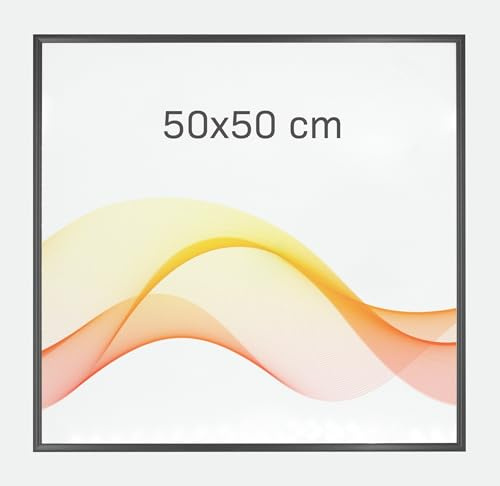 RAWWEST.BIS Alu Bilderrahmen - 50X50cm Plakatrahmen Alurahmen mit Plexi Rahmen aus Aluminium für Bilder Poster Fotos und für Puzze Posterrahmen - Fotorahmen, Anthrazit