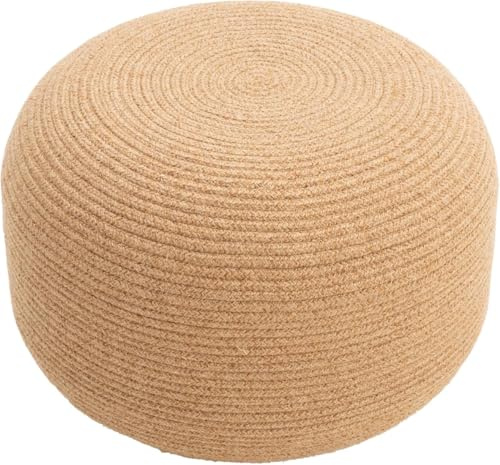 Dekorist Pouf Hocker, Rund Sitzpouf, Sitzhocker, Sitzpuff, Fußhocker, Jute Puff Hocker für Wohnzimmer, Schlafzimmer, 55 x 55 cm