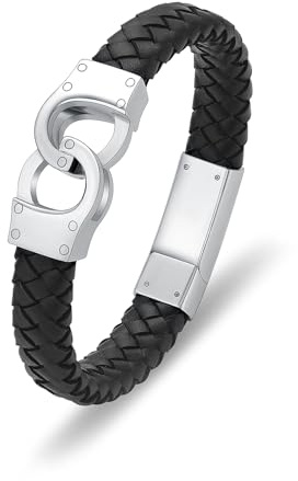 Minicremation Handschellen Keepsake Urn Armband für Asche geliebten Menschen Einäscherungsschmuck für Asche Medaillon Memorial geflochtene Leder Armreif Geschenk für Frauen Männer
