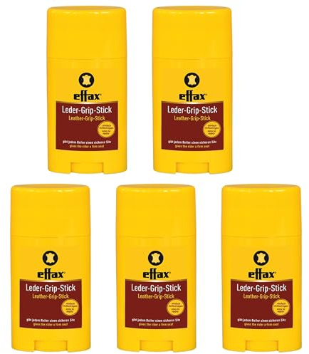 RL24 Effax - Leder-Grip-Stick | Leder Haftstick | für einen sicheren Sitz | Haftcreme ohne Verkleben | mit effax Anti-Rutsch Rezeptur | Leder Haftmittel | 5 x 50 ml (5er Set)