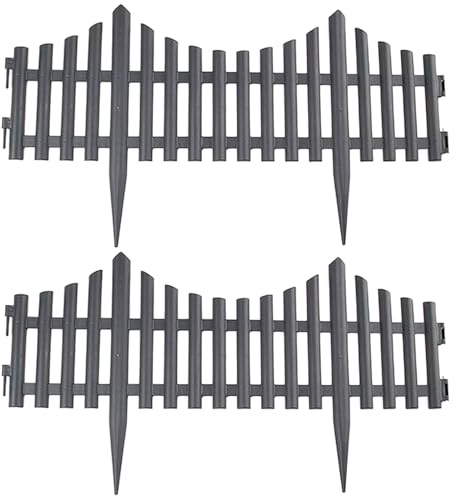 Acan Tradineur - Pack de 2 Vallas de plásticos Decorativas de jardín - Borde para cespéd, Plantas, Flores, decoración de Exterior - N.º 5-32,5 x 60 x 0,7 cm - Color Gris Oscuro