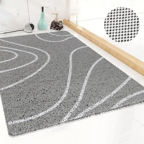 Lurowo Duschmatte rutschfest 40x60 cm, Duschmatte PVC-Luffa, Weich Komfort Duscheinlage rutschfest, schnell trockend Antiruschmatte Dusche für Badezimmer Duschwannen (Grau A, 40 x 60 cm)