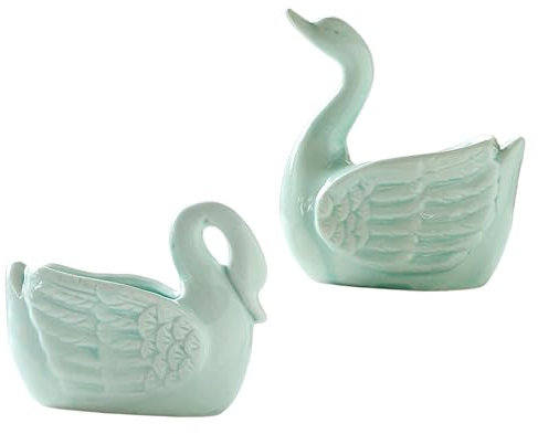 POPETPOP Pot De Fleurs Décoratif en Forme De Cygne en Céramique pour Plantes Dintérieur Décoration De Maison Ou De Bureau