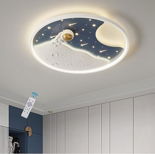 LED Deckenlampen Astronaut Kinderleuchte 50W dimmbar mit Fernbedienung Deckenleuchten für Kinder Sternenhimmel Kronleuchter Harz Decke Lampe Jungen Schlafzimmer Kinderzimmer Beleuchtung Licht blue