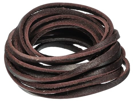 QUARKZMAN 3 Meter Lederband Flach 4mm Lederschnur Vintage, Lederschnüre Echt Lederriemen für Armbänder Schnur Schnürsenkel DIY Basteln Kaffee