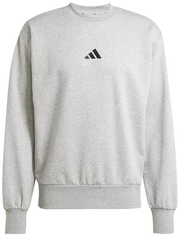 adidas Homme Essentials Feelcozy Fleece Sweatshirt, Medium Grey Heather/Black, L