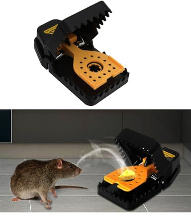 Twilight Garage 6 Stück Mausefalle Schlagfalle，Professionelle Rattenschlagfallen，Groß Mausefalle，Wiederverwendbar Profi Mouse Trap aus Kunststoff Schwarz und Gelb für Haus Küche Garten