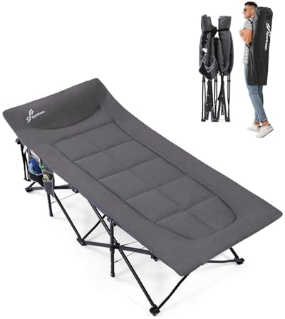 Sportneer Fältsäng, gästsäng, 204 kg, campingsäng, fältsäng, vikbar för camping, resor, inomhus, utomhus, strand och trädgård, svart