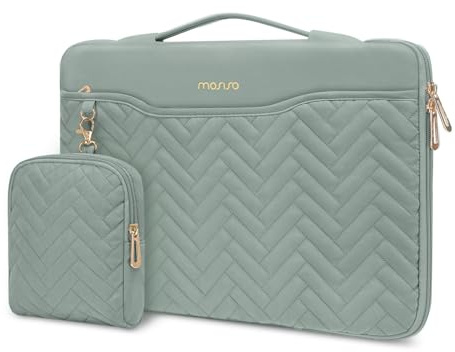 MOSISO 13,3 tum 360 skyddande laptopfodral, 13-13,3 tum laptopfodral kompatibelt med MacBook Air/Pro 13 13.6/Pro 14, HP Dell ASUS, rektangulär quiltad väska med handtag och ficka och litet fodral
