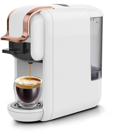 4 in 1 Capsule Espresso Machine - Hot/Cold Coffee Maker for Home & Office, White
