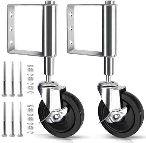 Mucek Torrolle 100mm mit Federbelastung, 2 Stück Federbelastete Torrollen, 125 kg Belastbarkeit, Rollen mit Befestigung, für Holztore, Zäune und Gartentor, Schwerlast-Torräder, Drehbare Torrolle
