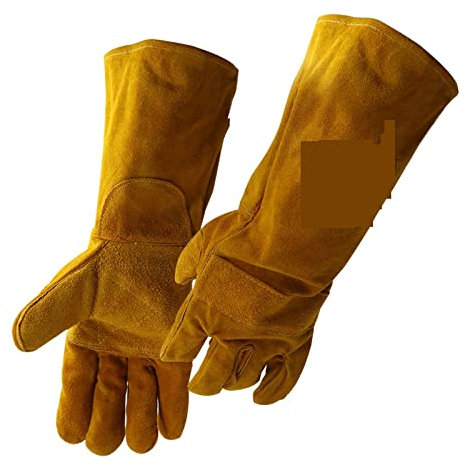 DIKAMAN Leder-Schweißeranzug Schweißen exklusiver Palmschutz, Schweißhandschuhe for Schutz der Händeschutzschweißhandschuhe Lederarbeitsschweißerhandschuhe Hitzebeständig und flammhemmend