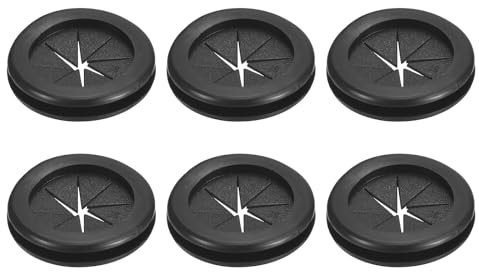 sourcing map 6Pcs Rubber Grommets 1-1/8(29mm) ID 1-1/4(32mm) Drill Hole Double Sided Firewall Hole Plugs Round Electrical Wiring Gasket, Black