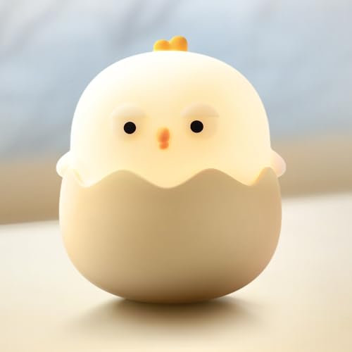 FemKey Luz Nocturna Infantil, Luz de Bebé USB con Control Táctil, LED Lámpara de Noche de Silicona para Bebé con 7 Colores RGB Modos y Ajuste de Brillo, Lampara de Pollito Ideal para Niños y Bebés