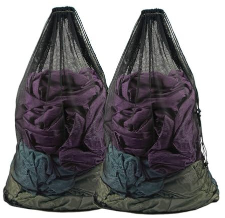 2 Packs 70×90cm Extra Large Laundry Mesh Net Bags with Drawstring，Drawstring Net Laundry Bag for Washing Machine，Heavy Travel Duty Dirty Clothes Washing Machine Bag for Cloths Blouse Underwear