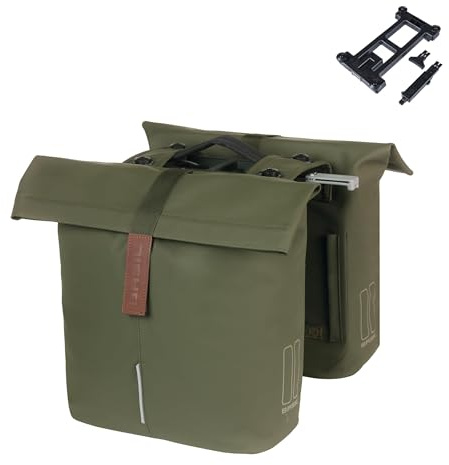 Basil City Doppeltasche - MIK inkl. - 28-32L - Pendeln Bag - Grün