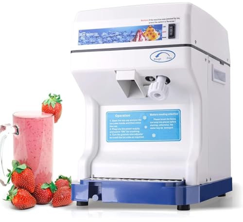 PODEC Macchina Elettrica per Ghiaccio Tritato, Macchina per Cono di Neve con Frantoio Automatico da 250 W, Produce 265 Libbre/Ora, per Cucina, Casa, Bar Commerciali E Negozi