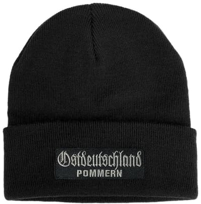 No Face No Name Mütze Ostdeutschland Pommern in schwarz I Unisex I bestickter Aufnäher I Beanie Strickmütze Wintermütze