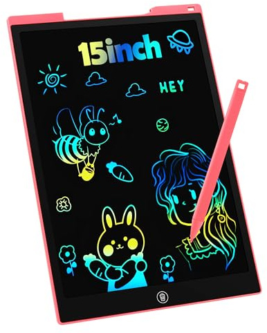 Tavoletta Grafica LCD Scrittura 15 Pollici, Tavoletta Grafica Bambini Elettronica Digitale da Disegno con Penna Giochi Giocattolo 3 4 5 6 7 8 9 Anni Regali di Natale di Compleanno per Ragazzi Ragazze