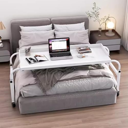 Table de lit mobile avec roulettes réglable en hauteur plateau de nourriture bureau roulant table médicale bureau portable station de travail debout multifonction