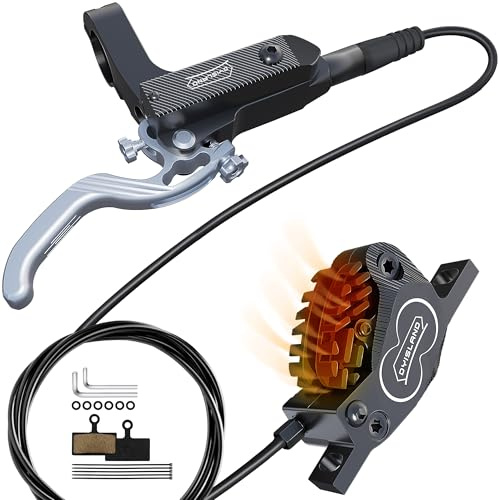 DYISLAND SD-230X MTB Hydraulic Disc Brake Set 2-Pistons/4-Pistons,Aluminum Front and Rear Two-Finger Brake levers,Brake Kit for Mountain Bike (Black/4-Pistons/Rear/Single Set)