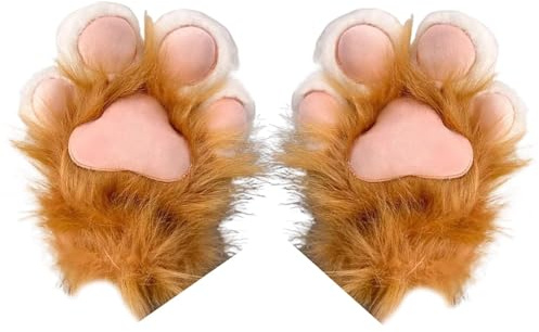 Furry Paws - Guantes de patas de gato, manoplas de gato, oso, guantes térmicos de garra de pata, guantes cálidos de felpa, lindos guantes de patas de gatito de animales, guantes peludos cálidos,