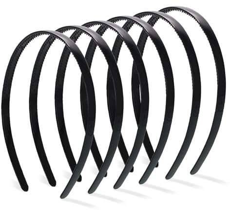 Quelcc 6 Stück Haarband, Schwarz Plastik Haarband, Elastisches Haarreifen, Unisex Haarreifen, Rutschfestes Stirnband mit Anti-rutsch Zähne, Haarbänder für Outdoor Sports Yoga