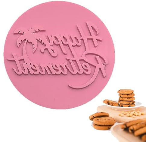 Happy Retirement Fondant Stamp/Embosser for Icing,Cookie,Frosting,Cupcake,Sugar Paste,Cake,Baking,Biscuit,Decoration