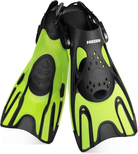 Hikeen Verstellbare Schnorchelflossen: Schwimmflossen Kurz Flossen Erwachsene mit Offener Ferse, Unisex Tauchflossen inkl. Netzbeutel (37-41cm)