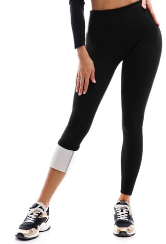 Leafigure Thermo Leggings Damen Gefüttert High Waist Blickdicht Fleece Thermohose für Outdoor Winter Sportleggins Schwarz L