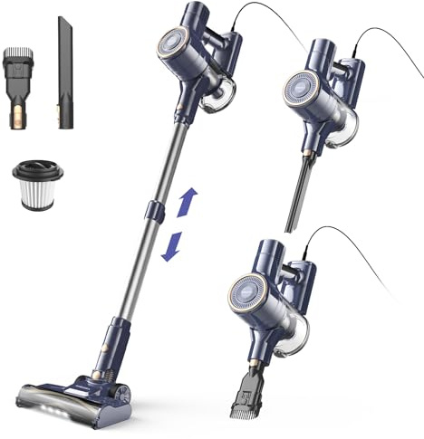 YISORA 23 Kpa aspiradora Escoba con Cable de 6 m,Aspiradora 6 en 1 con Cable, Aspirador de Alta Potencia de succión, Motor de 600 W, aspiradora Independiente, Limpiador de vacío para Suelos Duros