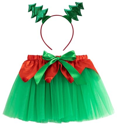 Falda para Ninos Pequenos Media Malla Navidena Ninas Accesorios Cabello Espectáculo Tutú