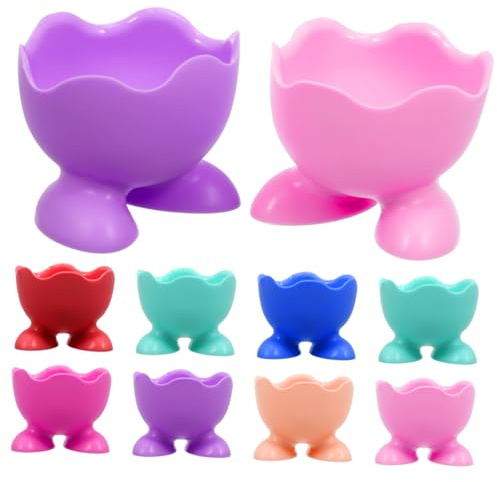 TOYZFRIENDY 10 Piezas Soporte de Huevo de Silicona con Patas para Huevos Cocidos Práctico Molde para Cocinar y Servir Resistente y Apto para Microondas Colores Surtidos para Color Aleatorio