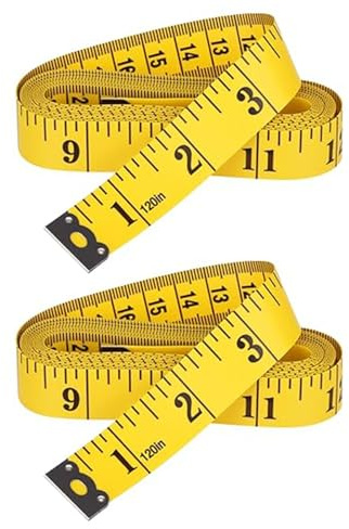 2 Pcs Soft Body Measuring Tape, 120 Inch/300 cm Tailors Fabric Tape Measure | Flexible fit around curves; Clear dual-scale markings; Compact storage; Ideal for sewing, fitness and craft projects