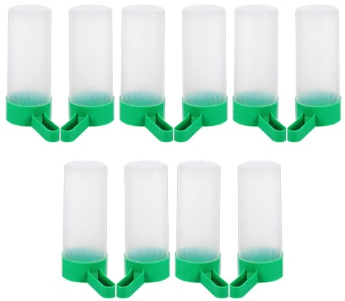 COHEALI 10 Piezas Comedero Automático para Pájaros y Loros, Tamaño Grande, Verde, Portátil, Taza de Alimentación para Animales, Bebederos Fáciles de Limpiar y Aptos para Jaulas