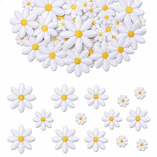 60 stycken väggblomma bügelflicken, bügelpatch för vuxna, bügelbilder för textilier, lappar att stryka på för kläder, väskor