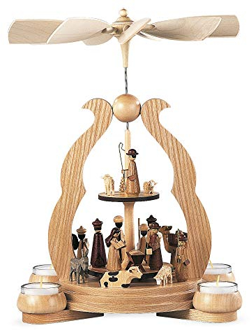 Müller Kleinkunst 2-Tier pirámide - Diseño Bow - 34cm / 13 Pulgadas - Auténtico alemán Erzgebirge pirámides de Navidad