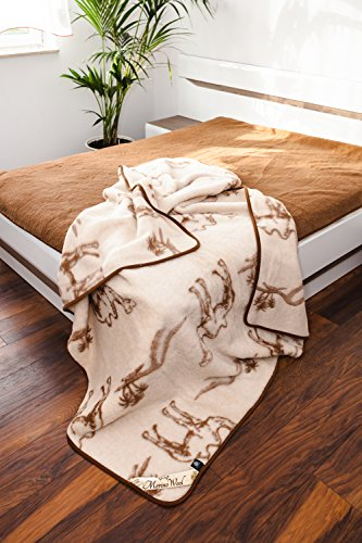 Couverture 100% laine mérinos 200 x 200 cm lit Alpaga laine vierge en cheveux naturels Elegance Light poils de chameau Nouvelle-Zélande