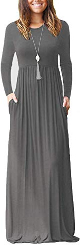 PCEAIIH Women's Casual Sleeveless/Long Sleeve Maxi Dress Loose Long Dresses with Pockets