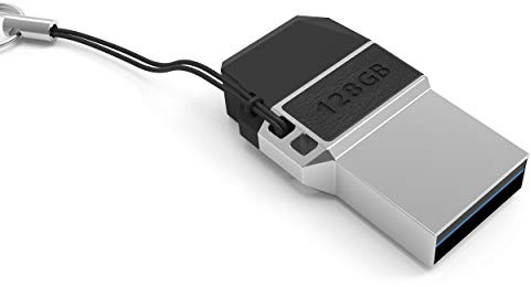 Mini USB C Stick Dual 128GB - 2 in 1 Funktion > USB 3.0 & Type C < Wasserdicht, Klein & Extrem Schnell - Aus Metall Ideal für Schlüssel-Anhänger - Flash Drive Speicherstick USB-C 128 GB Schwarz