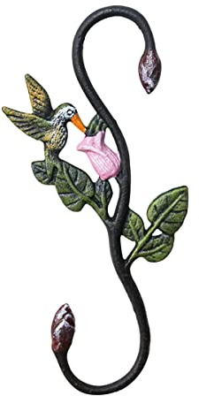 TentHome Blumenhaken Laternenhaken Verlängerungshaken Dekohänger Aufhänger Blumentopf mit Blätter-Motiv, Metall S Haken Garten Rustikal Hängende Halter für Pflanzen, Blumenampel, Gartengeräte (Vogel)