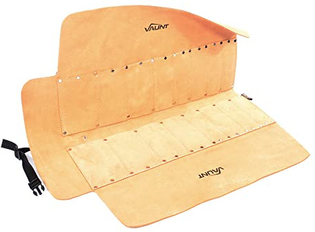 Vaunt Suede Leather Chisel Roll 16 Pocket, Orange