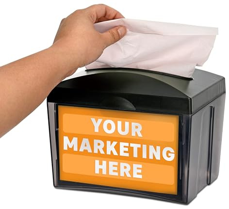 Alpine Tabletop Commercial Napkin Dispenser Restaurant Napkin Holder for Easy Access to Interfold Napkins from Both Sides with an Insert Marketing Space for Restaurants, Cafeterias, Food Trucks, Club