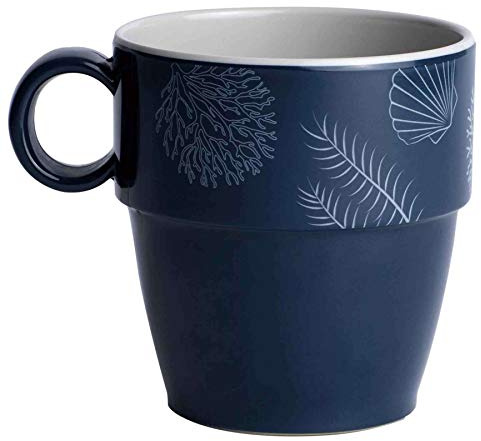 Tazza da caffè in melamina, colore bianco navy – Serie Living singolo