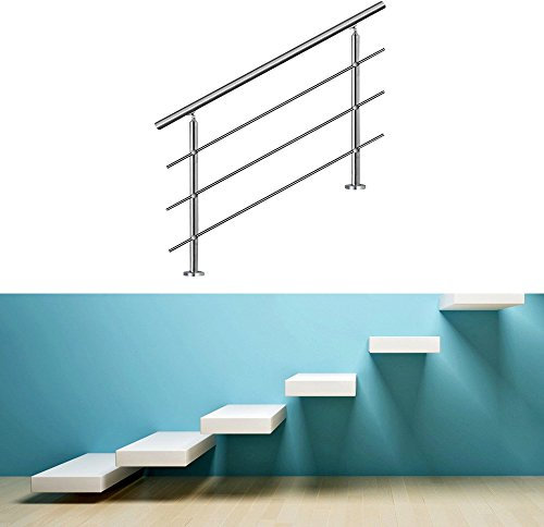 EINFEBEN Geländer Set in aus mit Edelstahlrohren - Treppengeländer Länge 100 cm 3 Querstreben Terrassengeländer - Innen- und Außenbereich edelstahl geländer bausatz