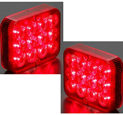 AGRISHOP 2x12LEDs 2.4w Rosso Fendinebbia Posteriore 12/24v per Rimorchi,Fendinebbia Veicolo Blocchi Luci Antinebbia, Led Fanali Posteriori Rimorchio 12v Impermeabile per Roulotte Camion Homologazione