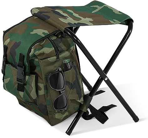 Asiento Mochila Plegable Silla de Camping Taburete con Bolsa Camuflaje Taburete Portátil de Camping Mochila Portátil Silla Ultraligera Mochila de Pesca Silla Plegable Silla de Playa Silla de Pesca Tab
